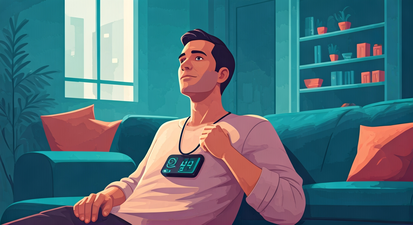 Patient using smart stethoscope at home